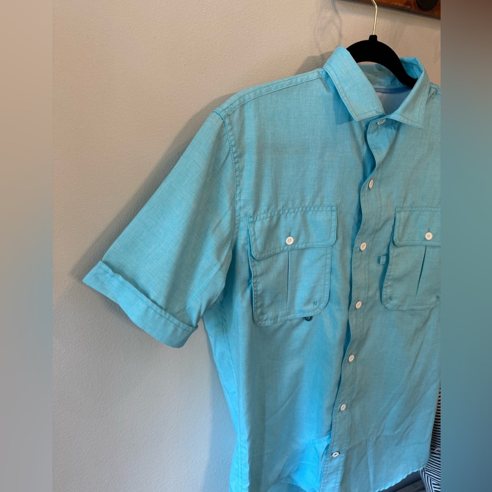 IZOD MENS SURFSIDE BEACH WOVEN SHORT SLEEVE BUTTON DOWN SHIRT SMALL NWOT - Picture 4 of 12